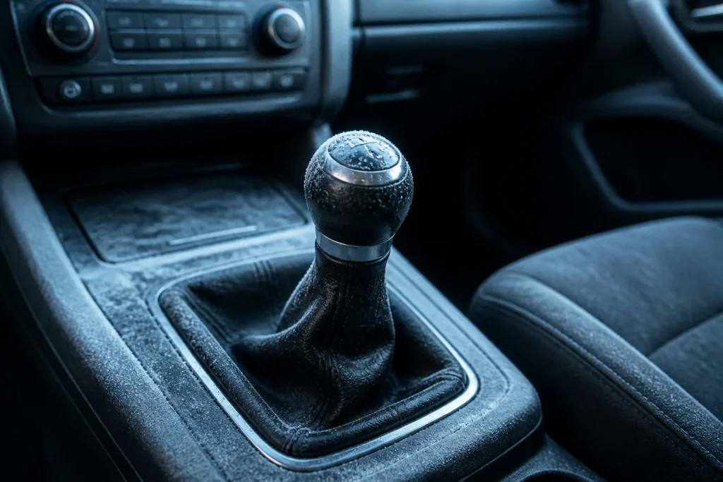 Pommeau de vitesse givre dans une voiture