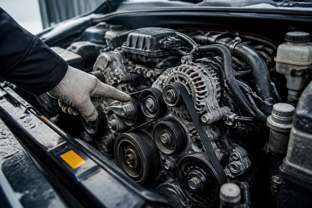 Inspection de courroie de moteur automobile