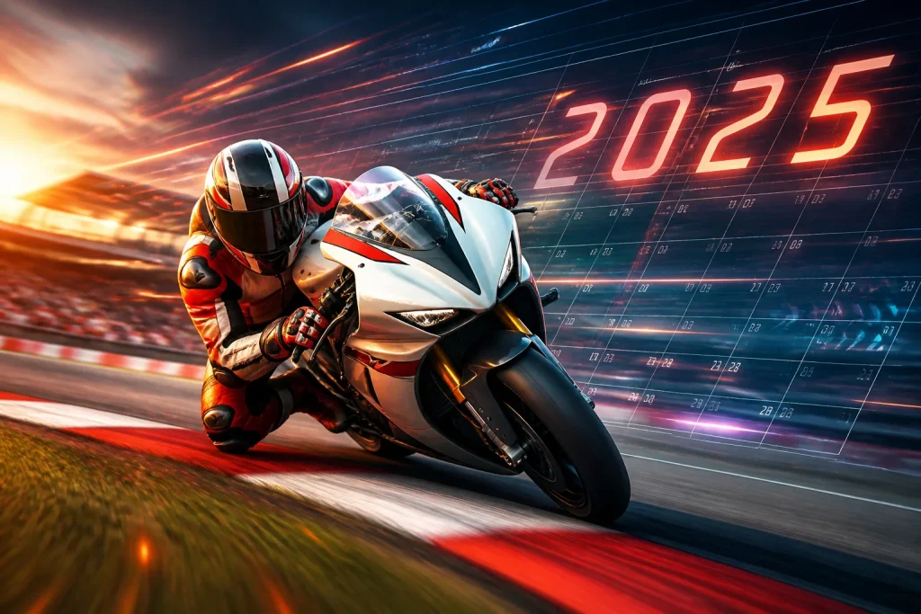 Course de moto futuriste 2025