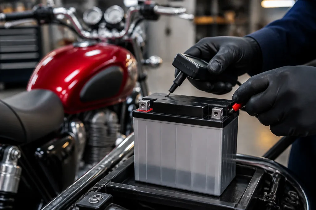 Verification de la batterie de moto