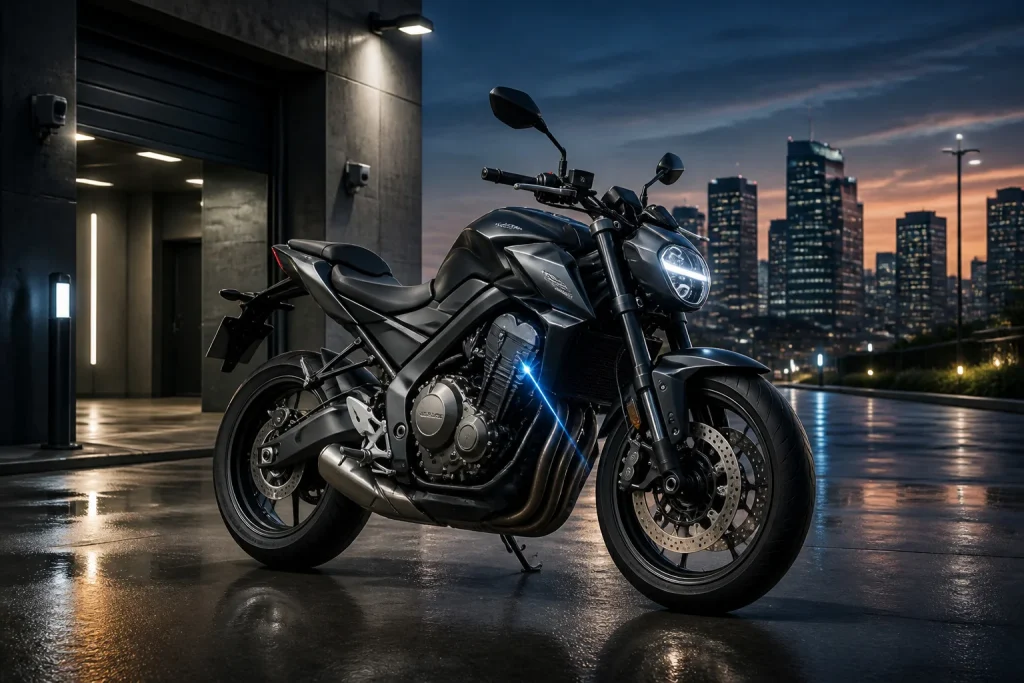 Moto moderne et securisee en ville