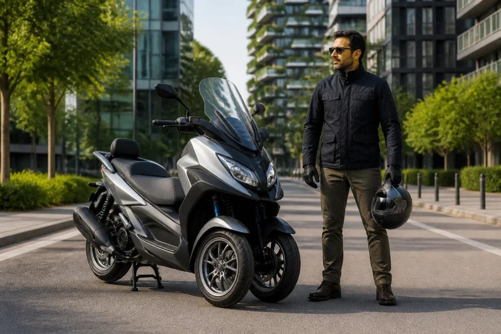 Scooter urbain et son conducteur
