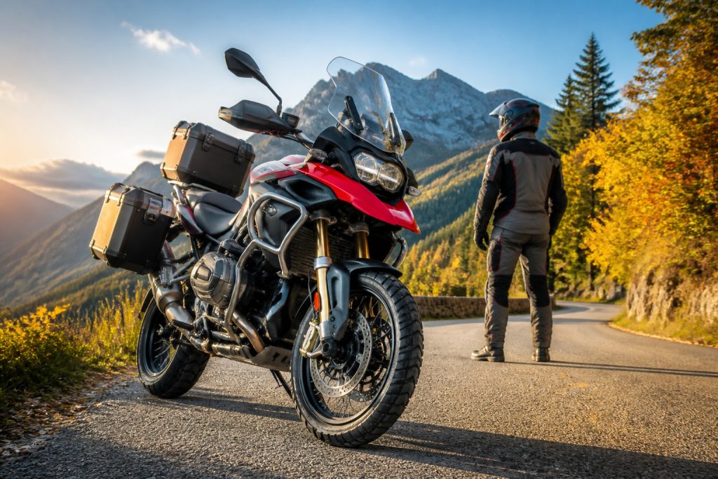 Moto daventure sur route de montagne