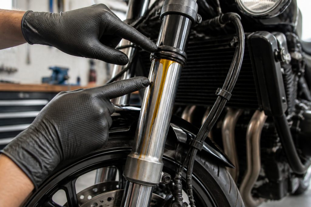 Fuite dhuile sur fourche de moto