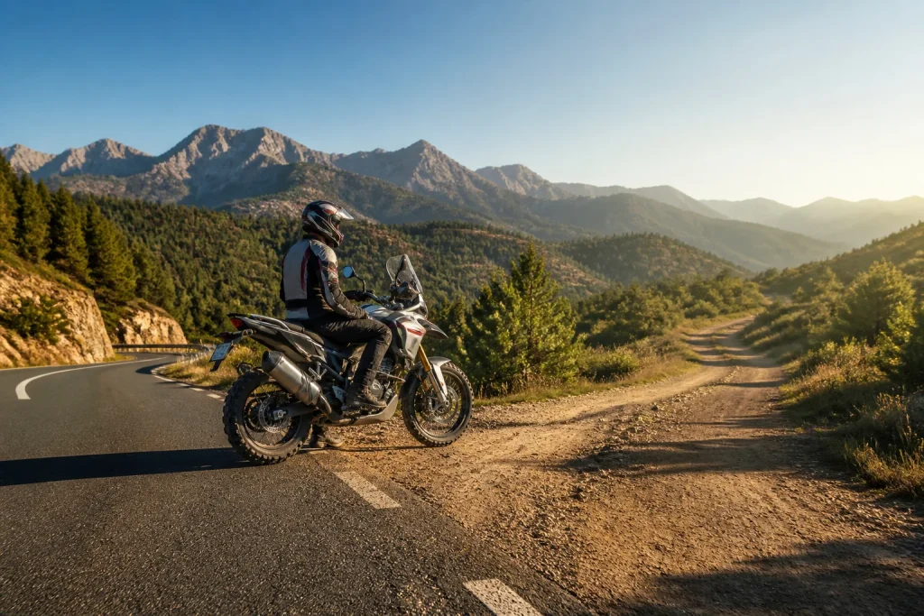 Moto trail a lheure doree