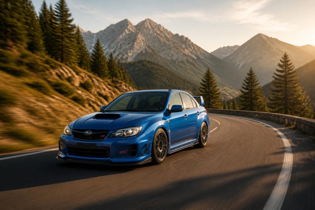 Subaru wrx sti vitesse en montagne