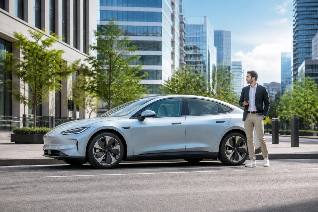 Uber electrique moderne en ville