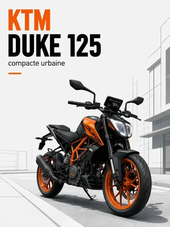 KTM Duke 125 en ville avec phare LED et écran TFT